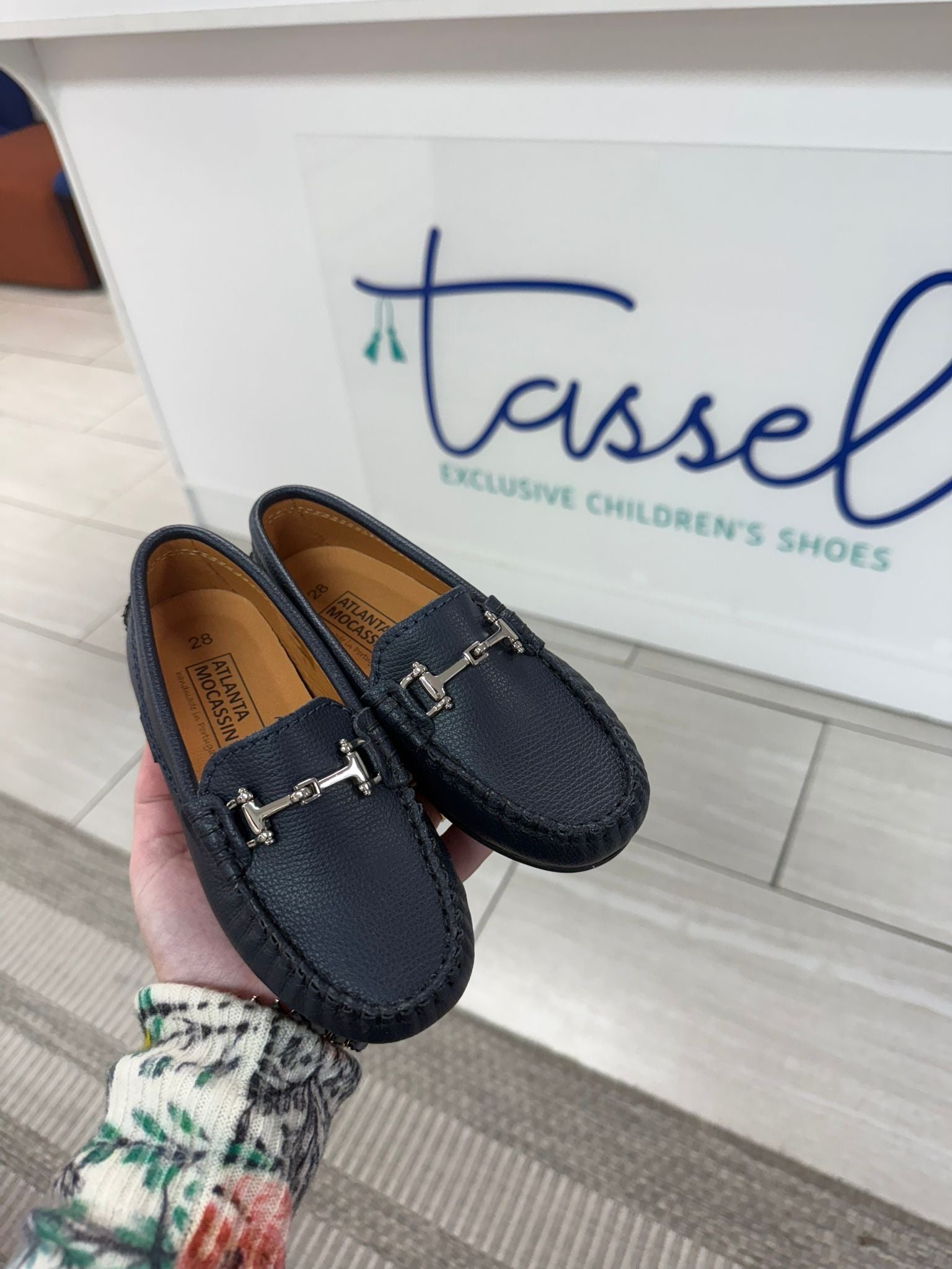Premium Atlanta Moccasin Navy Grain Leather Buckle Loafers - Comfortable Slip-On Dress Shoes for Men | Perfect for Business, Office & Formal Occasions