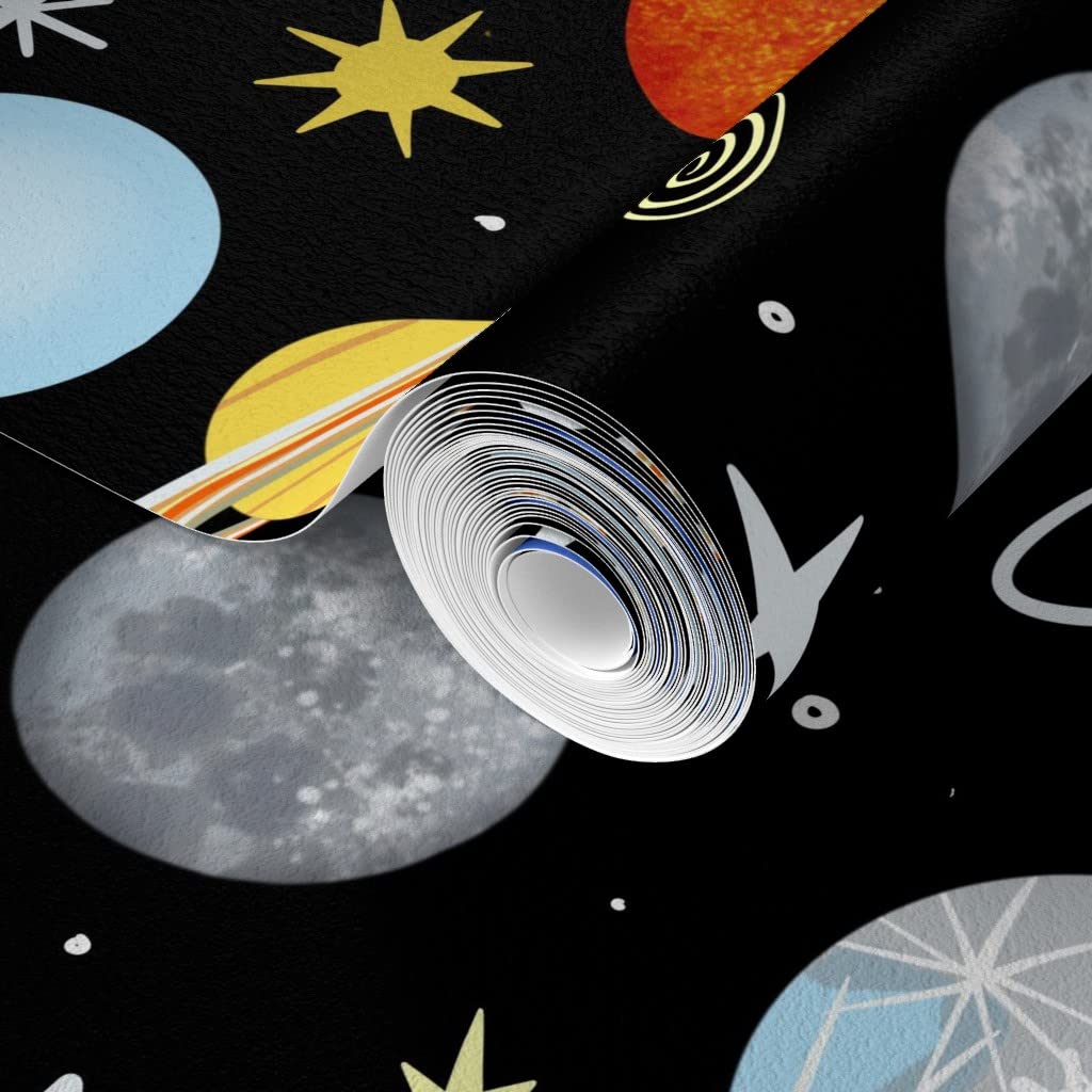 Planets Stars Earth Space Moon Galaxy Celestial Traditional Wallpaper - Commercial Grade 27ft x 2ft Roll for Living Room, Bedroom & Nursery Decor | Peel & Stick Wallpaper for Easy Installation