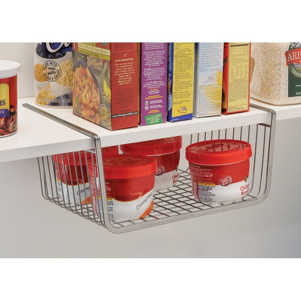 iDesign York Lyra Under Shelf Hanging Wire Storage Basket - Silver 13