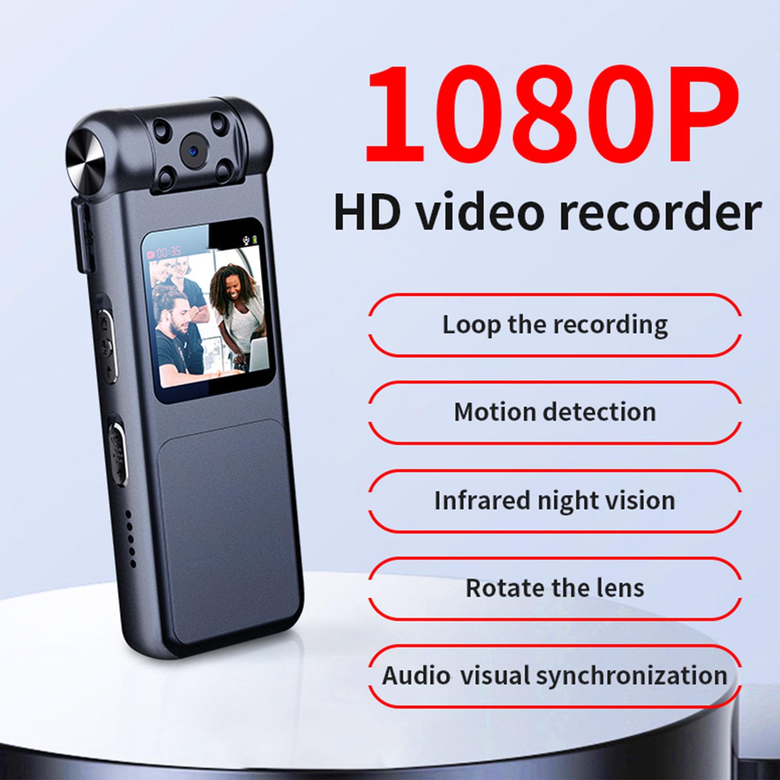 1080P HD Mini Body Camera with Rotatable Lens & WiFi - Wearable Police, Bike & Security Camera for Cycling, Home Office & Outdoor Activities
