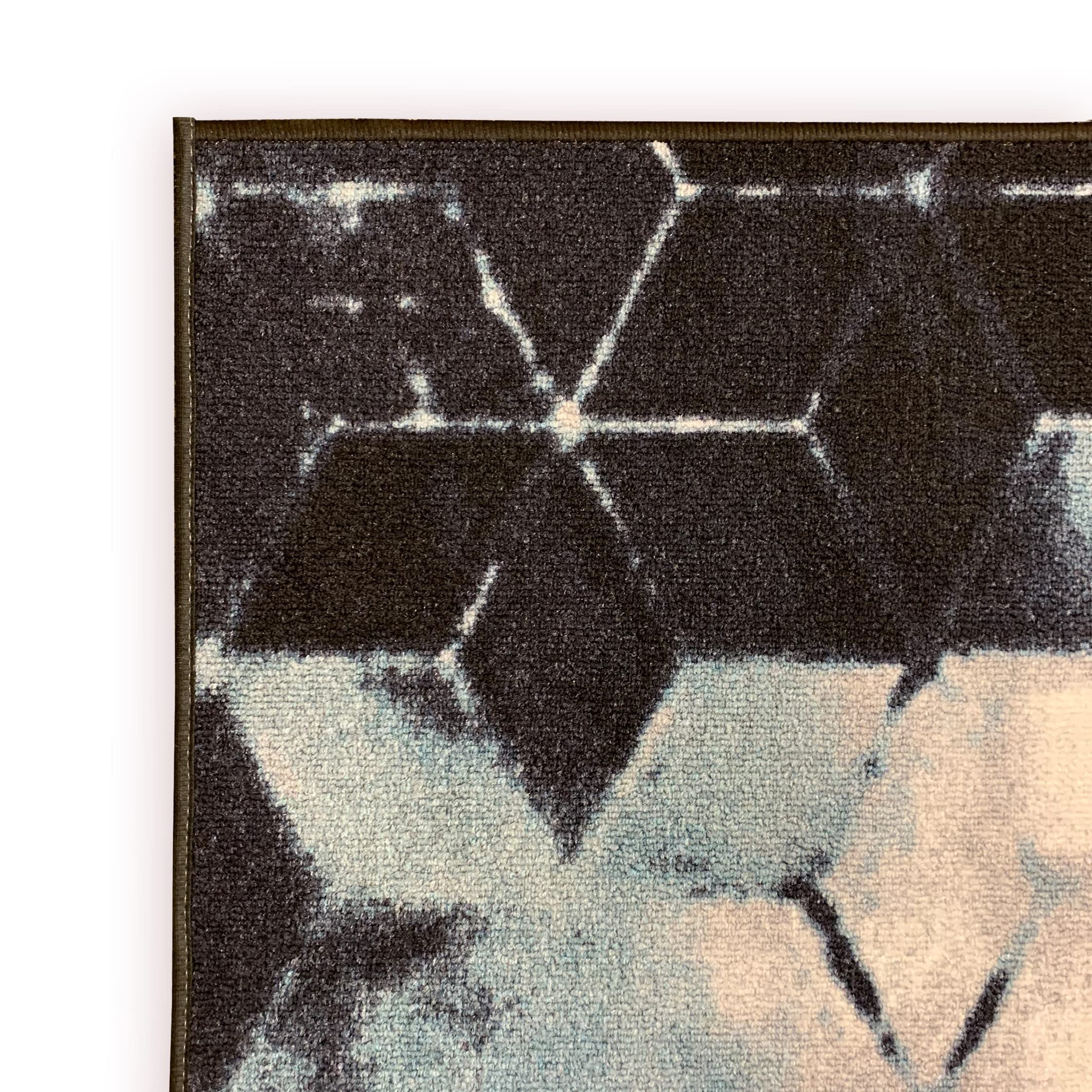 Custom Size Abstract Blue Cubes Non-Slip Rubber Backed Runner Rug - 31 Inch Wide x Your Length (31in x 38ft) - Perfect for Hallways, Stairs, Entryways & High-Traffic Areas