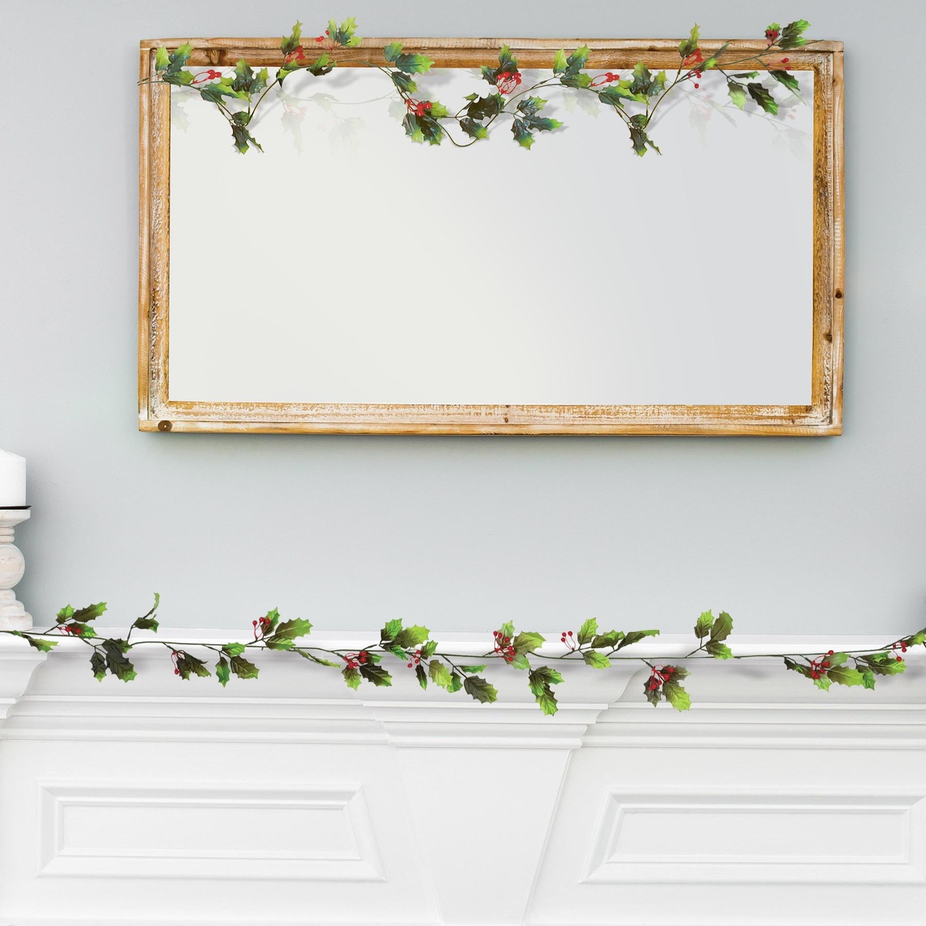 12 Pack Beistle Christmas Holly Berry Garland - 6 Feet Holiday Decor for Tree, Mantel, and Party Decorations