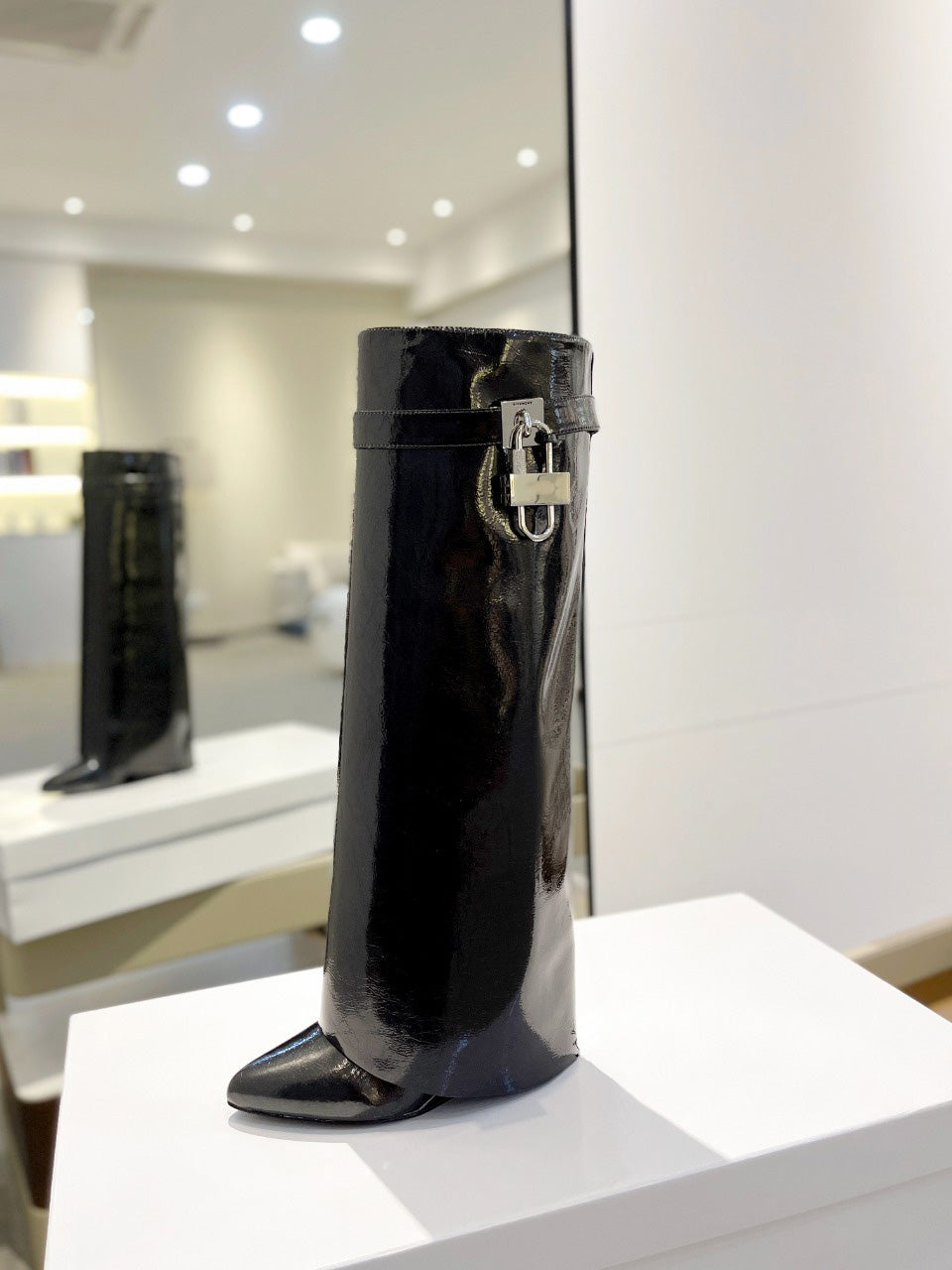 Stylish Women's Long Silver Boots with Lock Detail - Perfect for Winter Fashion & Outdoor Adventures