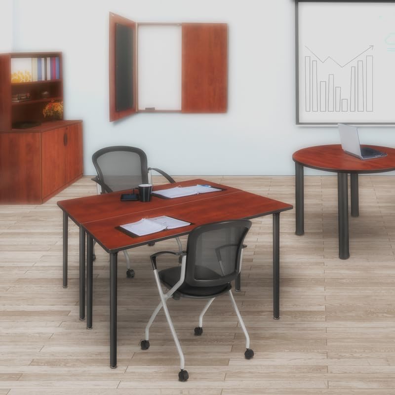 Regency Kee Folding Training Tables - Medium Size Cherry & Black Finish - Portable Folding Table for Meetings, Classrooms, Events & Home Office Use