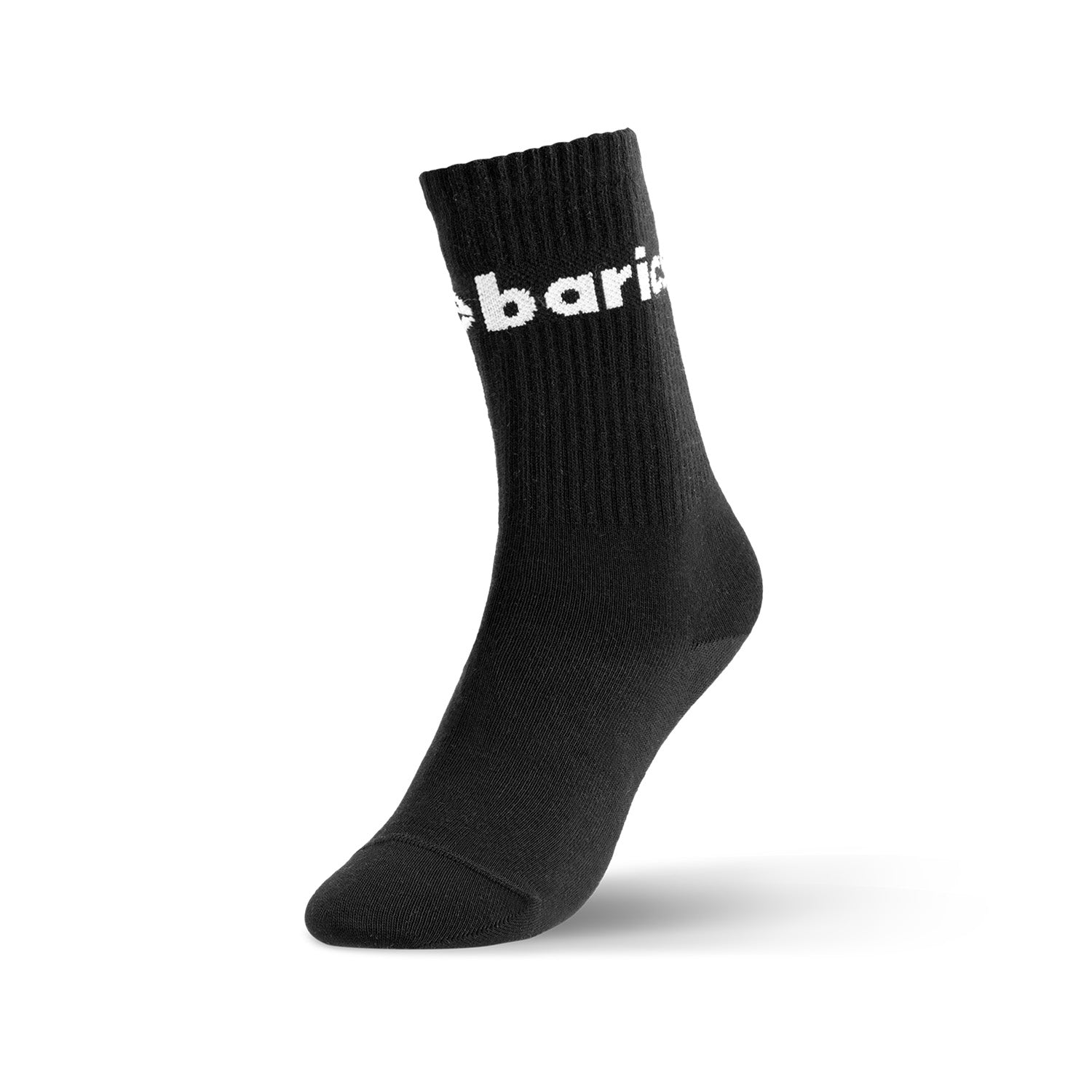 Barebarics Barefoot Socks Crew - Black with Big Logo (3 Pack) - Comfortable Minimalist Socks for Running, Yoga & Everyday Wear
