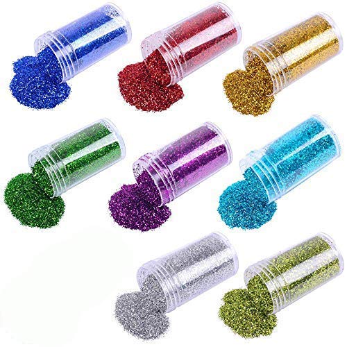 Western World Fine Sparkling Nail Glitter Powder Dust - 8 Pack Multicolor Nail Art Glitters for Acrylic Nails, Gel Polish, DIY Manicure & Party Makeup