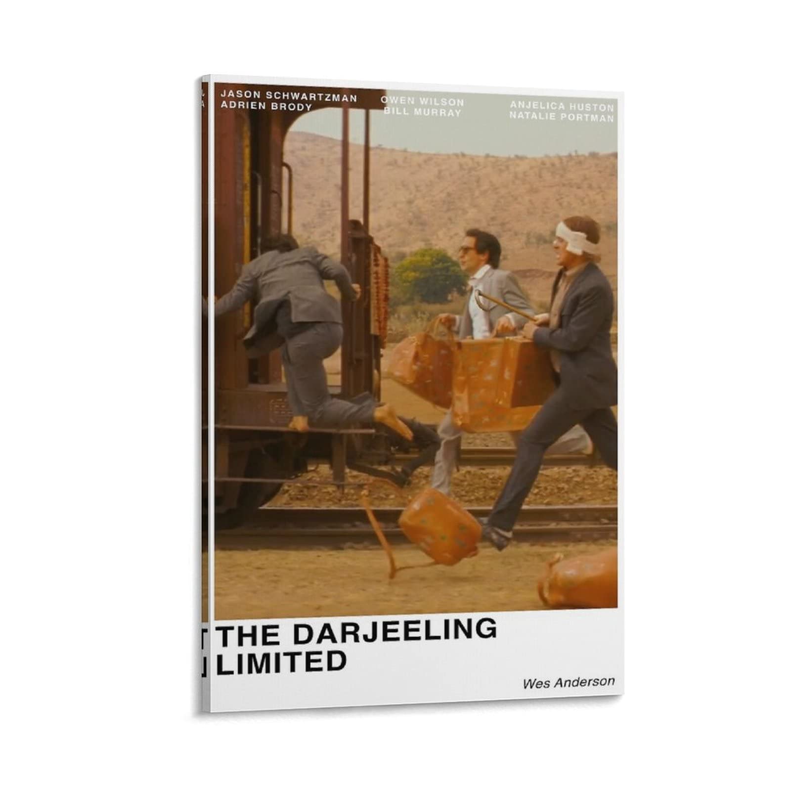 The Darjeeling Limited Movie Poster Canvas Print - 24x36 Inch (60x90cm) Framed Wall Art for Bedroom, Office & Home Decor - Perfect Gift for Film Lovers & Wes Anderson Fans