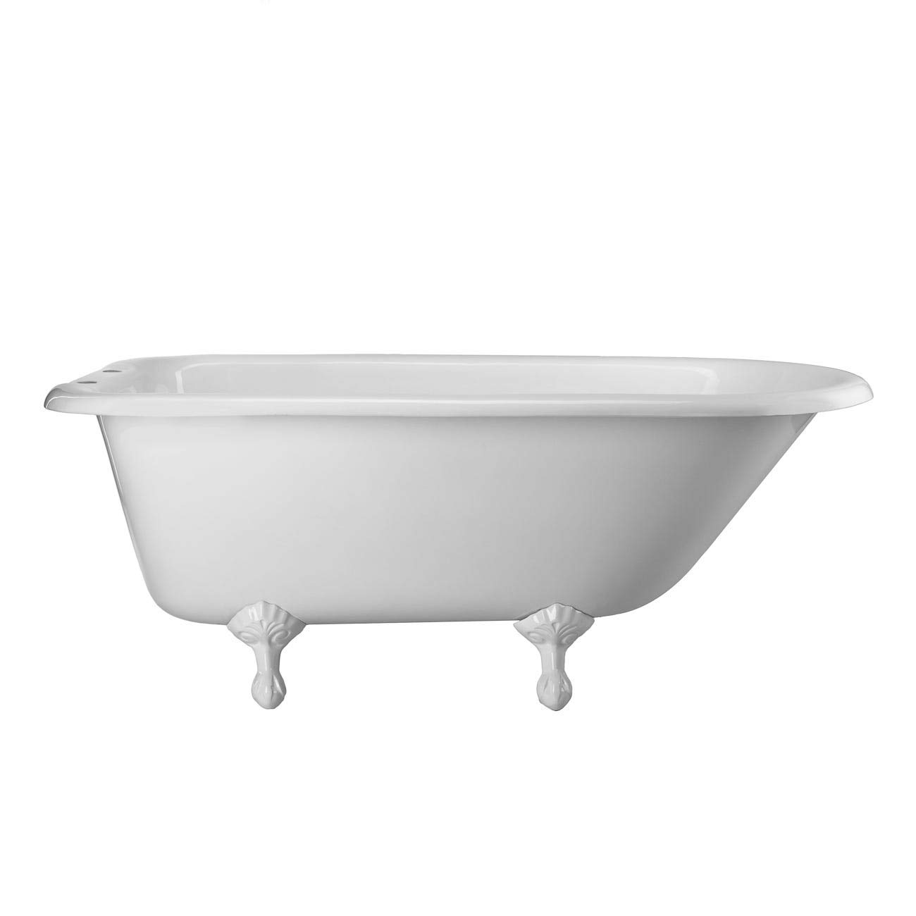 Vintage Tub & Bath Heritage 57 Inch Cast Iron Clawfoot Bathtub with Rim Faucet Drillings - Classic Freestanding Soaking Tub for Luxury Bathroom & Spa Retreat
