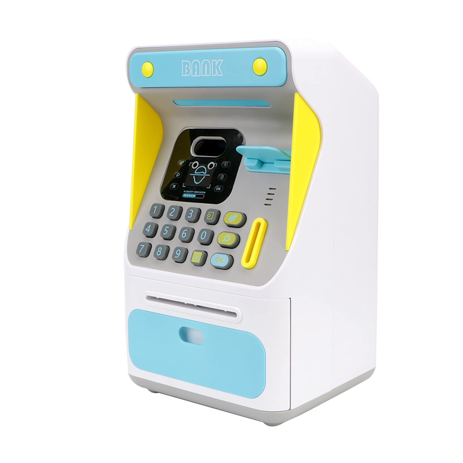 Simulated Face Recognition Electronic Piggy Bank - Auto Scroll Money Saving Box for Kids, Fun Cash Box with Paper Banknote Feature (Blue) | Perfect Birthday Gift & Financial Literacy Tool for Children