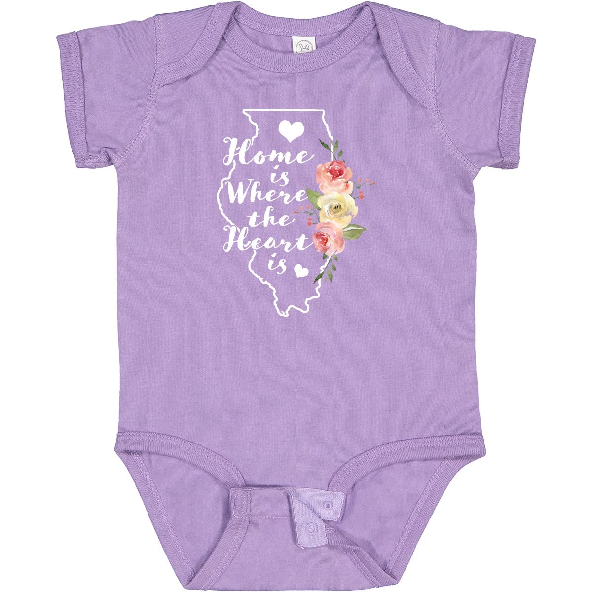 Inktastic Illinois Home is Where The Heart is Watercolor Baby Bodysuit - Soft Cotton Infant Onesie for Newborns, Baby Showers & Family Photos