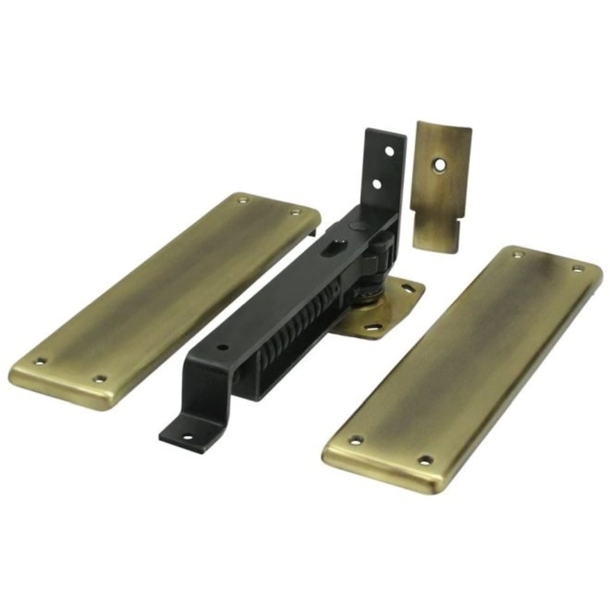 Deltana DASH95U5 Double Action Solid Brass Spring Hinge with Solid Brass Cover Plates - Heavy Duty Door Hinge for Interior & Exterior Doors, Gates, and Cabinets