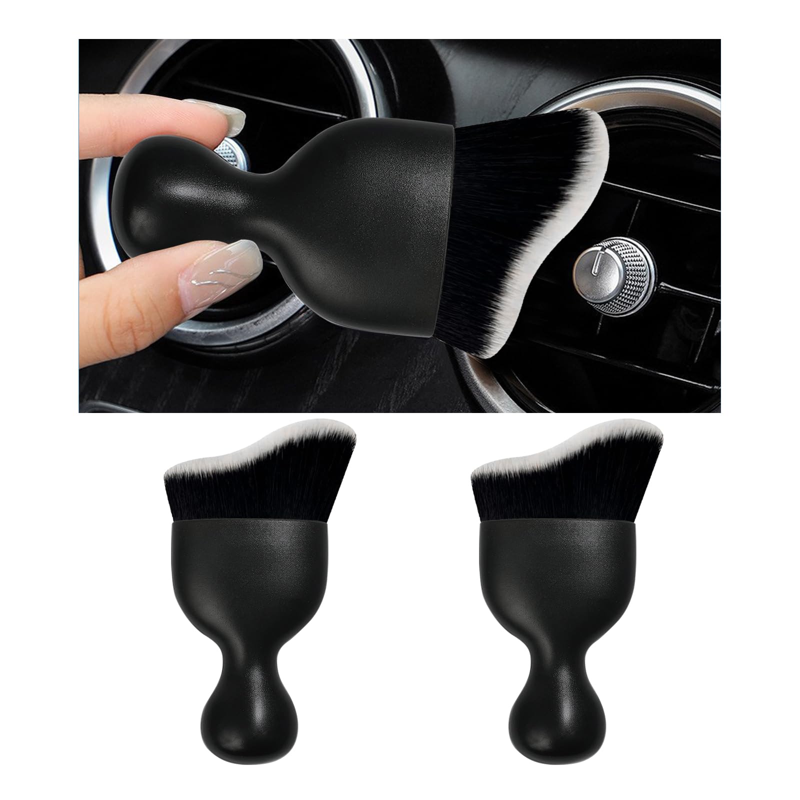 2PCS Soft Car Dust Brush - Scratch-Free Auto Detailing for Dashboard & Vents