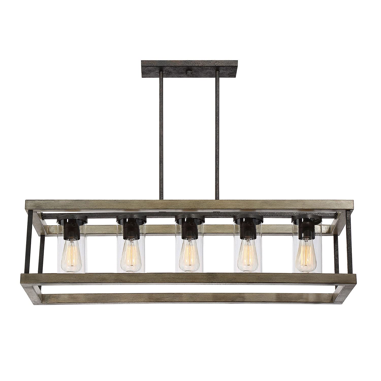251 First Afton Grey 5-Light Outdoor Chandelier - Weatherproof Patio Lighting for Porch, Garden, and Backyard Decor