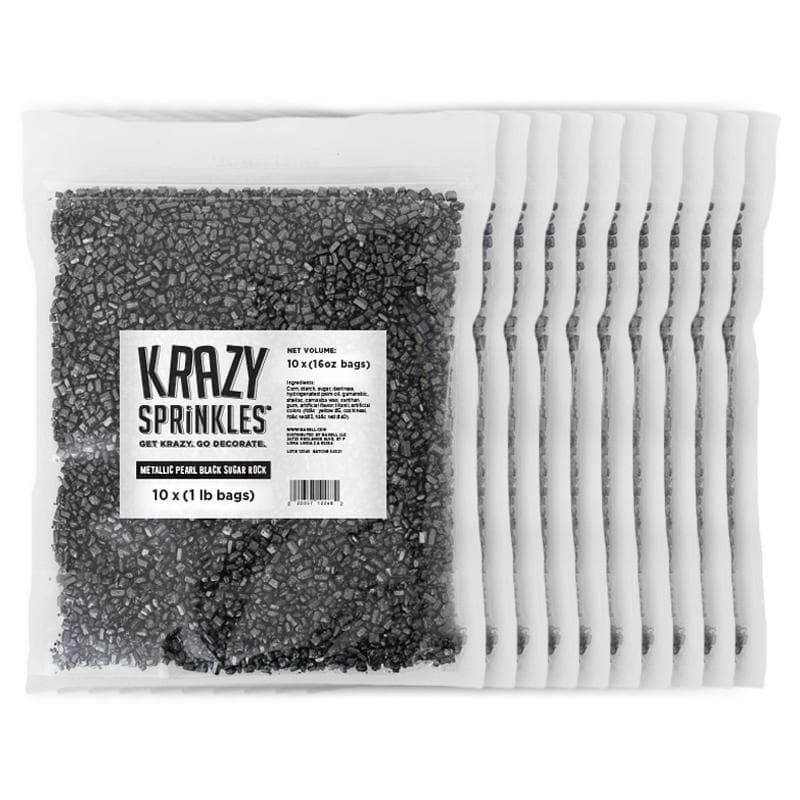 Premium Black Metallic Pearl Sugar Rocks - Bulk Decorating Sugar for Cakes, Cookies & Desserts | Baking Supplies for Professional & Home Bakers