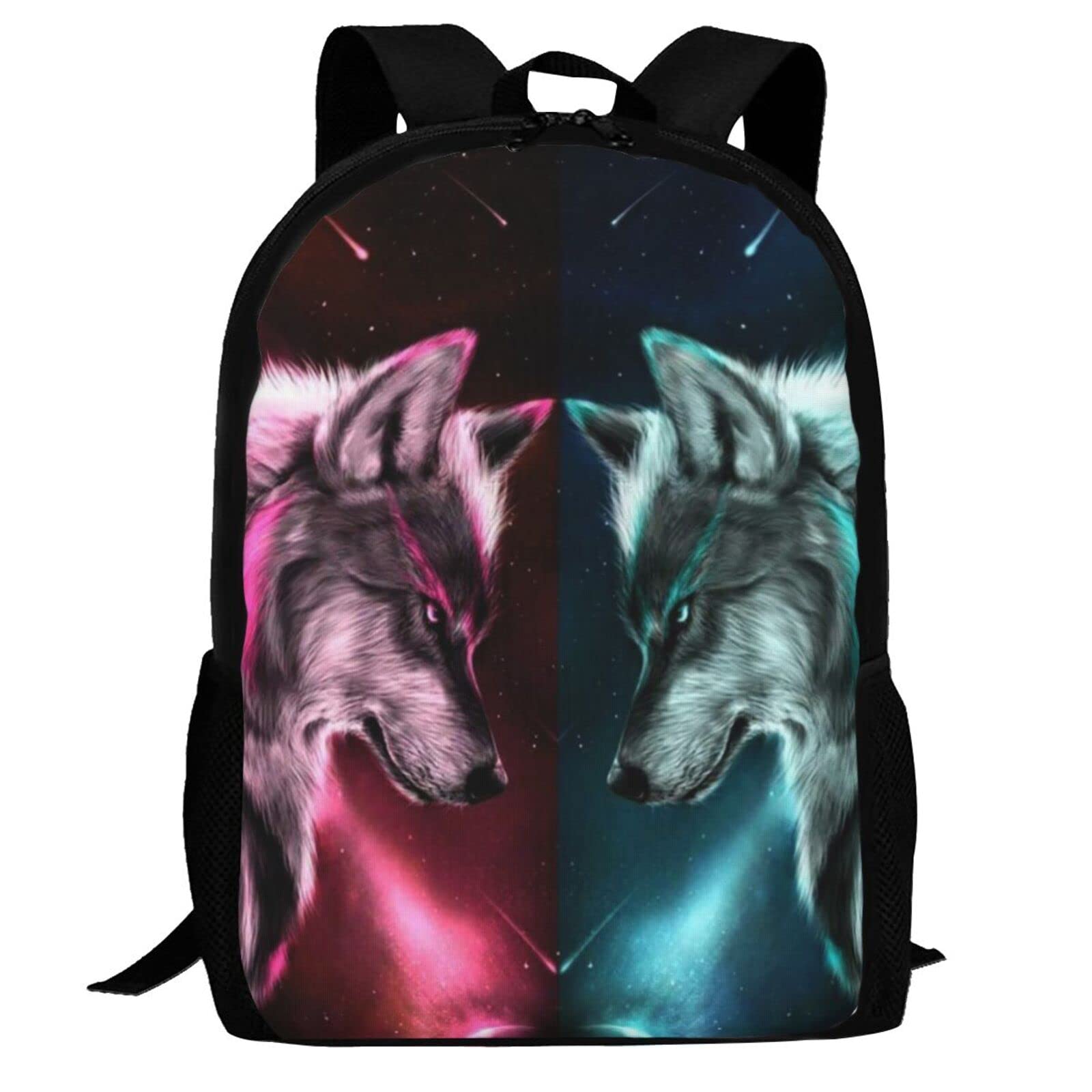 **Wolf Moon Galaxy Backpack for Kids - 17 Inch Large Capacity School Bag for Boys & Girls, Elementary to High School, Durable Bookbag for Travel & Daily Use**    *Perfect for school, hiking, camping, and outdoor adventures!*