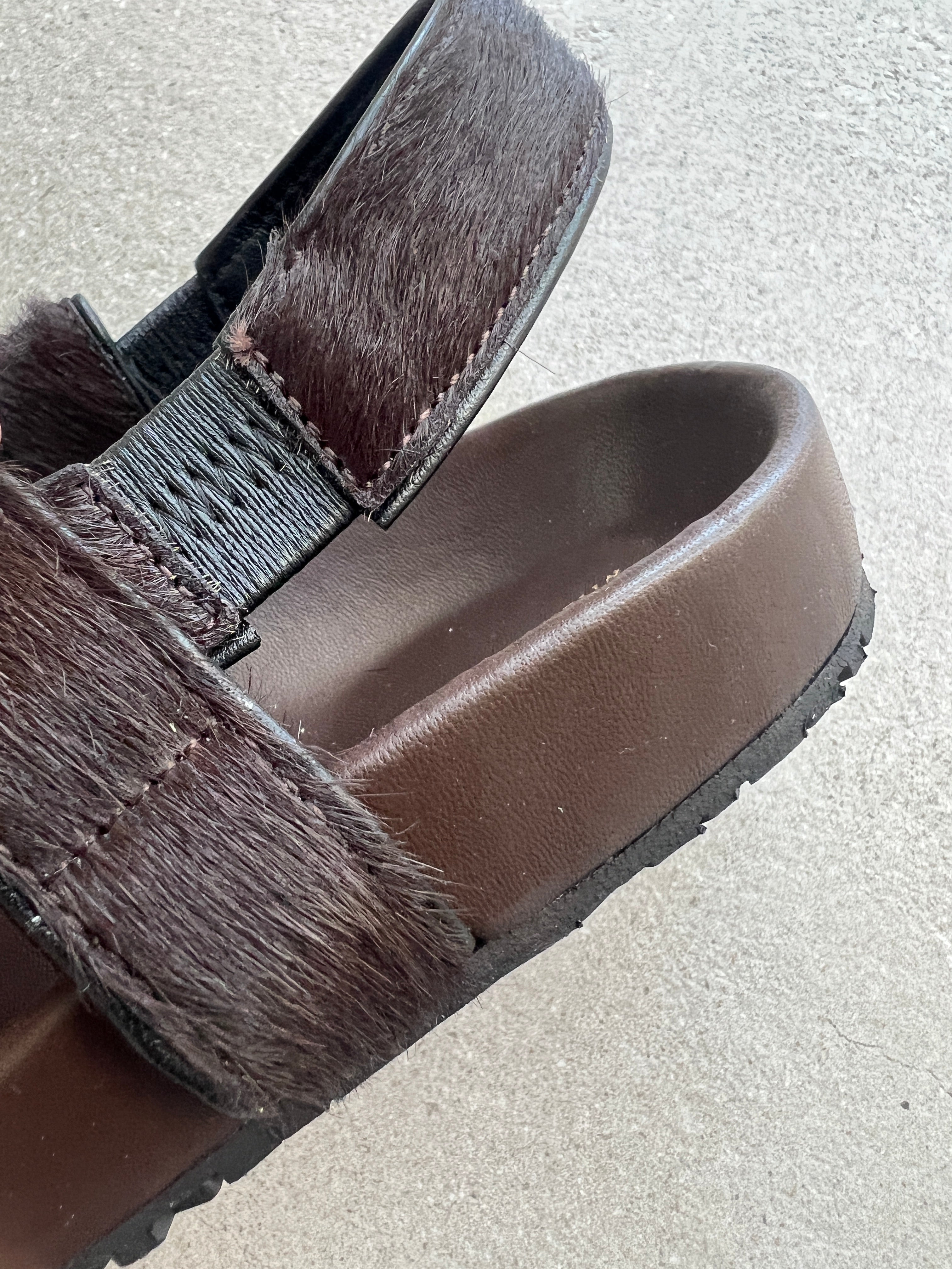 Premium Dark Brown Pony Slide Sandals - Comfortable & Stylish for Women, Girls - Perfect for Beach, Pool, Casual Outings & Summer Fashion