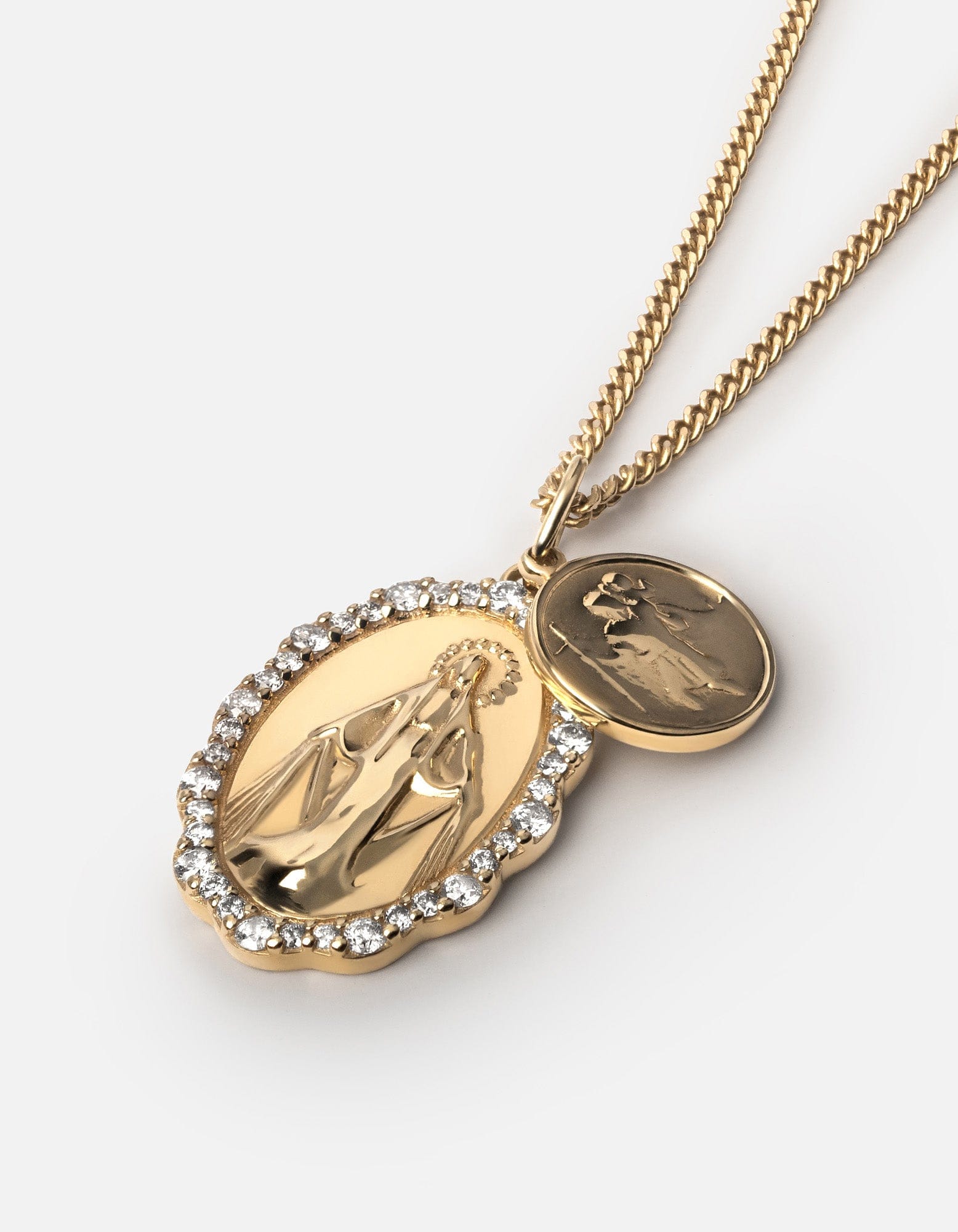 Mini Saints Necklace - 14k Gold Pavé Religious Pendant for Women - Perfect for Gifts, Baptism, First Communion & Everyday Wear