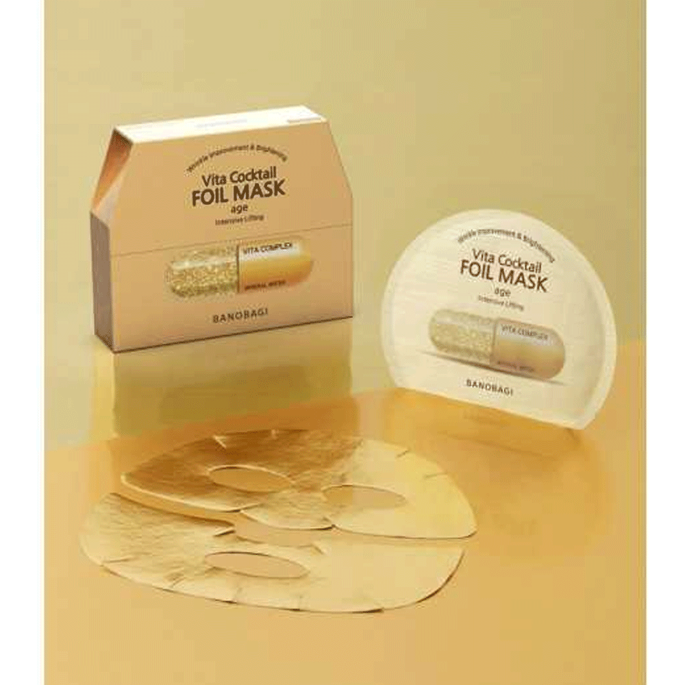 BANOBAGI Vita Cocktail Foil Mask - Anti-Aging Facial Sheet Mask (30g x 10 Sheets) for Hydration & Brightening - Perfect for Skincare Routine & Spa Night