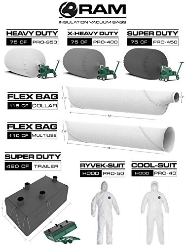 Heavy Duty Insulation Vacuum Bags by RAM - Size 6 ft x 4 ft, Holds EST 75 Cubic Feet, Low Dust Bag for Efficient Storage and Transport