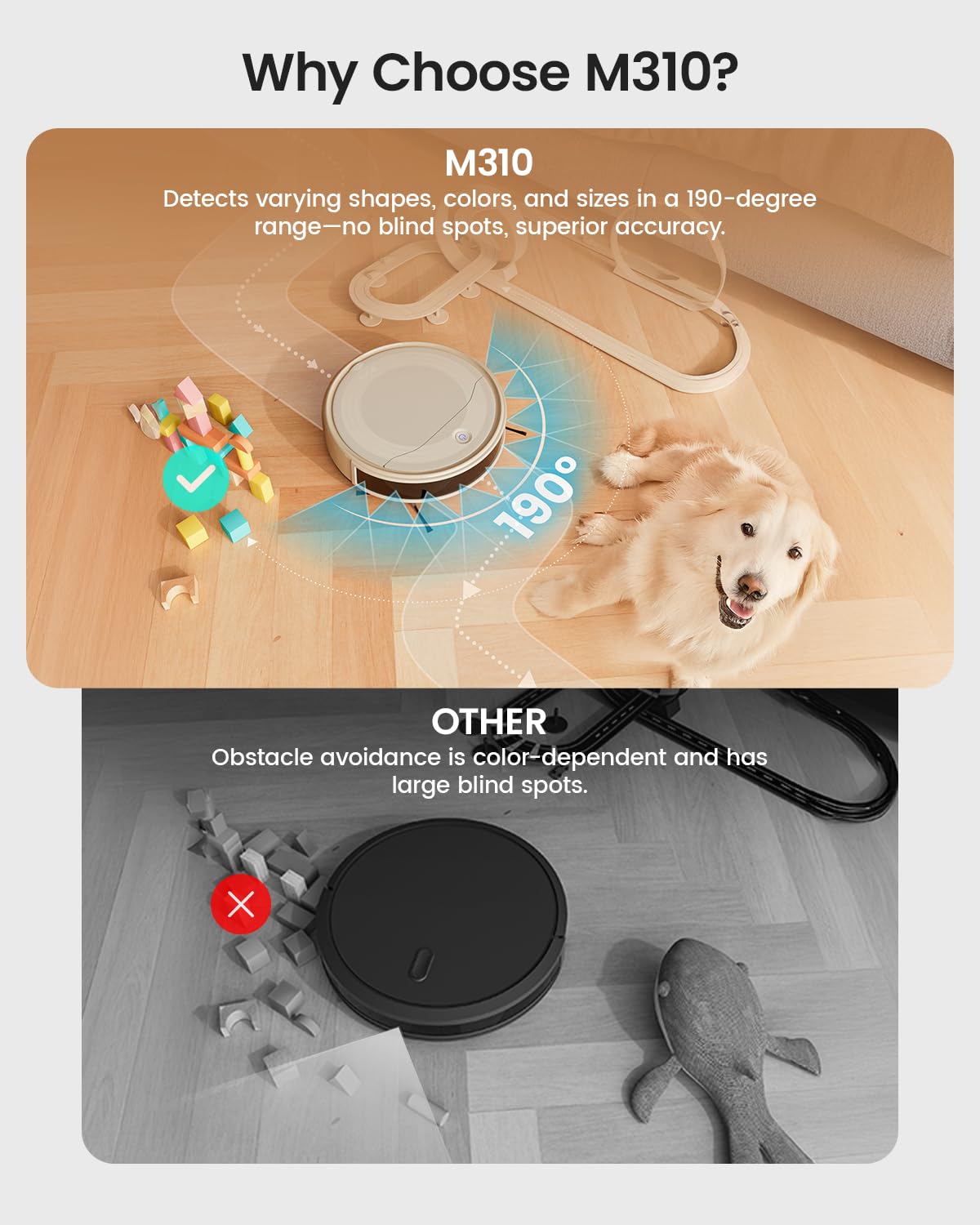 Lefant M310 Robot Vacuum Cleaner - 4500Pa Strong Suction, Smart PreciSense Obstacle Avoidance, Ultra-Quiet Brushless Motor, Slim Design, 160 Min Runtime, Self-Charging, Wi-Fi/App/Alexa Compatible - Perfect for Pet Hair, Hard Floors & Daily Home Cleaning