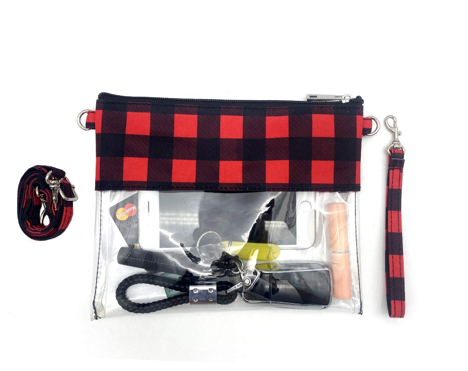 KOSTOO Clear Crossbody Purse Bag - Waterproof Gym Zippered Tote & Toiletry Organizer with Adjustable Shoulder Strap | Perfect for Work, Travel, Sports Games & Concerts | Transparent Gameday Essentials Bag