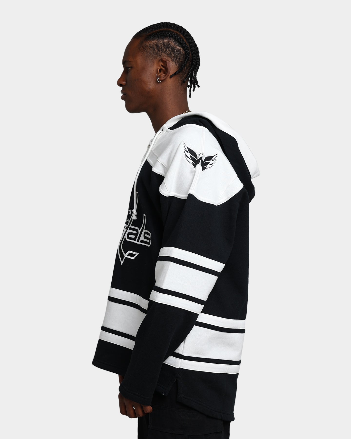 47 Brand Washington Capitals Superior Lacer Hoodie - Men's NHL Team Pullover Sweatshirt | Jet Black | Warm & Comfortable for Game Day & Casual Wear