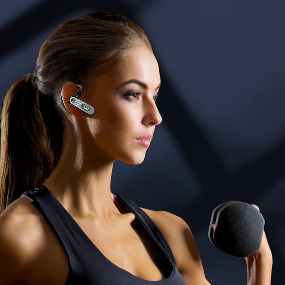 Wireless Bluetooth Headset with Voice Control - Single Ear Hands-Free Earpiece for Cell Phone, Computer, Laptop - Ideal for Drivers, Truckers & Office Workers - Perfect for Calls, Online Meetings & Long-Distance Driving