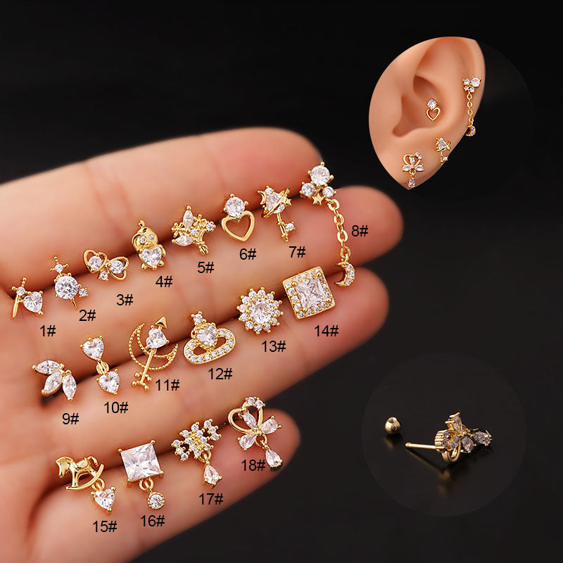 20G Cartilage Square Dangle Stud Earrings for Women - Hypoallergenic Stainless Steel Body Jewelry - Perfect for Daily Wear, Parties & Special Occasions