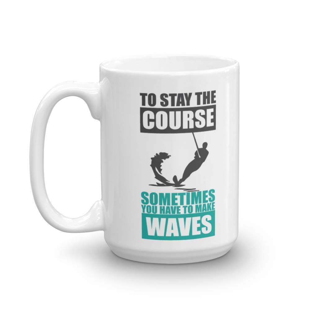 15oz Water Ski Themed Coffee & Tea Mug - Perfect Gift for Men & Women Who Love Water Skiing - Ideal for Beach Trips, Lakeside Coffee Breaks & Water Sports Enthusiasts