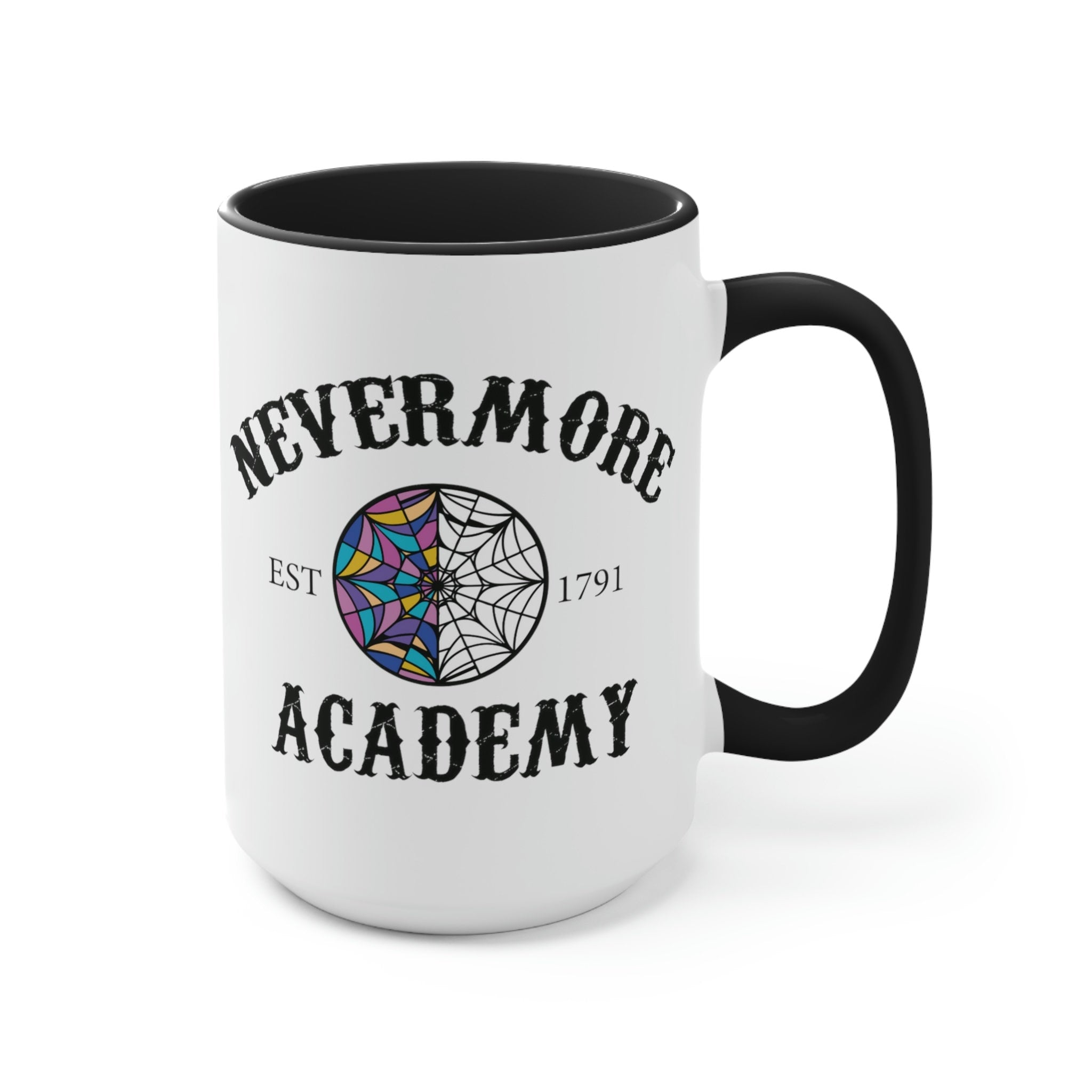 Nevermore Academy Mug - Wednesday Addams Inspired Coffee Cup with Raven Design - Perfect for Hot & Cold Drinks, Gifts for Horror Fans & Addams Family Merch Collectors