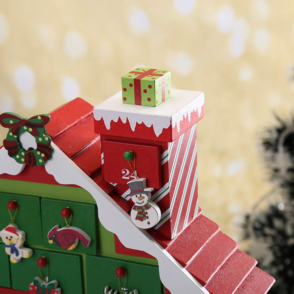 24-Day Wooden Christmas Advent Calendar with Drawers - Holiday Countdown Decor for Kids, Perfect for Xmas Candy Storage & Festive Home Decor (Ideal for Family Traditions & Gift-Giving)