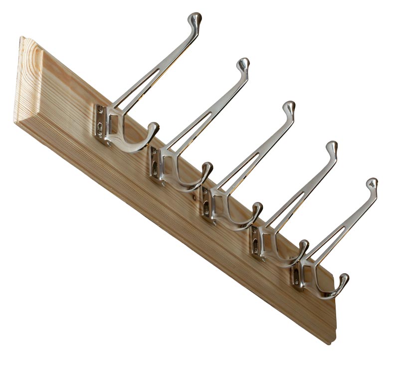 Kroklist 65 cm Classic Wooden Coat Hook with Nickel Finish - Perfect for Entryway, Bedroom, and Bathroom Organization