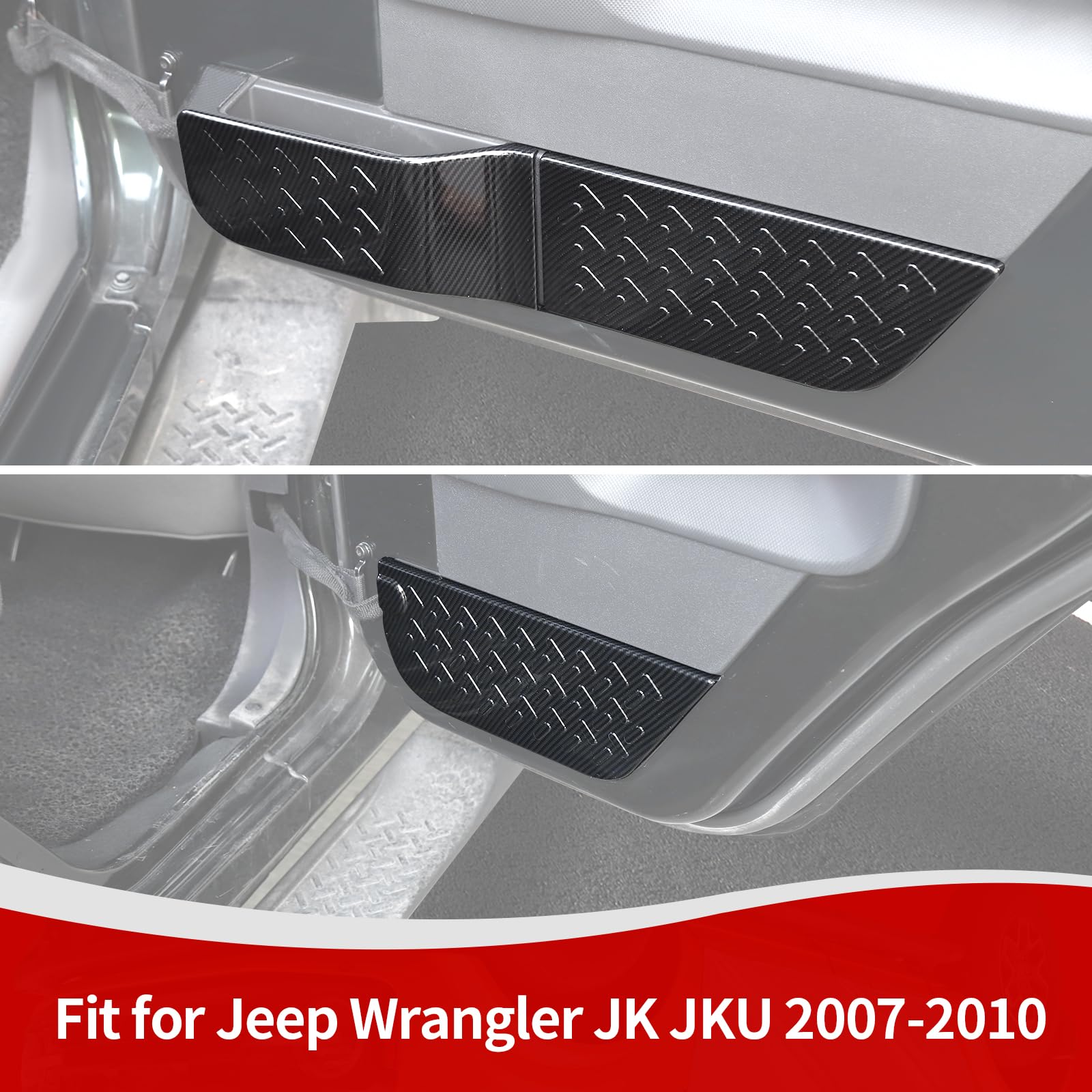 Carbon Fiber Inner Door Panel Trim Cover for Jeep Wrangler JK JKU 2007-2010 - 6pcs Interior Accessories - Upgrade Your Off-Road Adventure Style