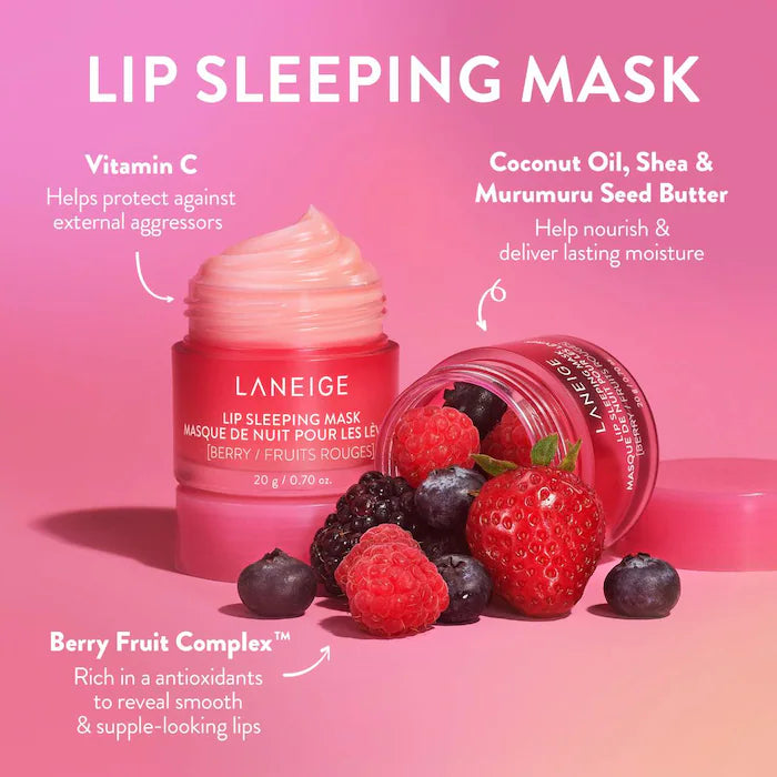 LANEIGE Vitamin C Lip Sleeping Mask - Intensive Hydration Overnight Lip Treatment for Dry & Chapped Lips - Perfect for Nighttime Skincare Routine & Winter Lip Care