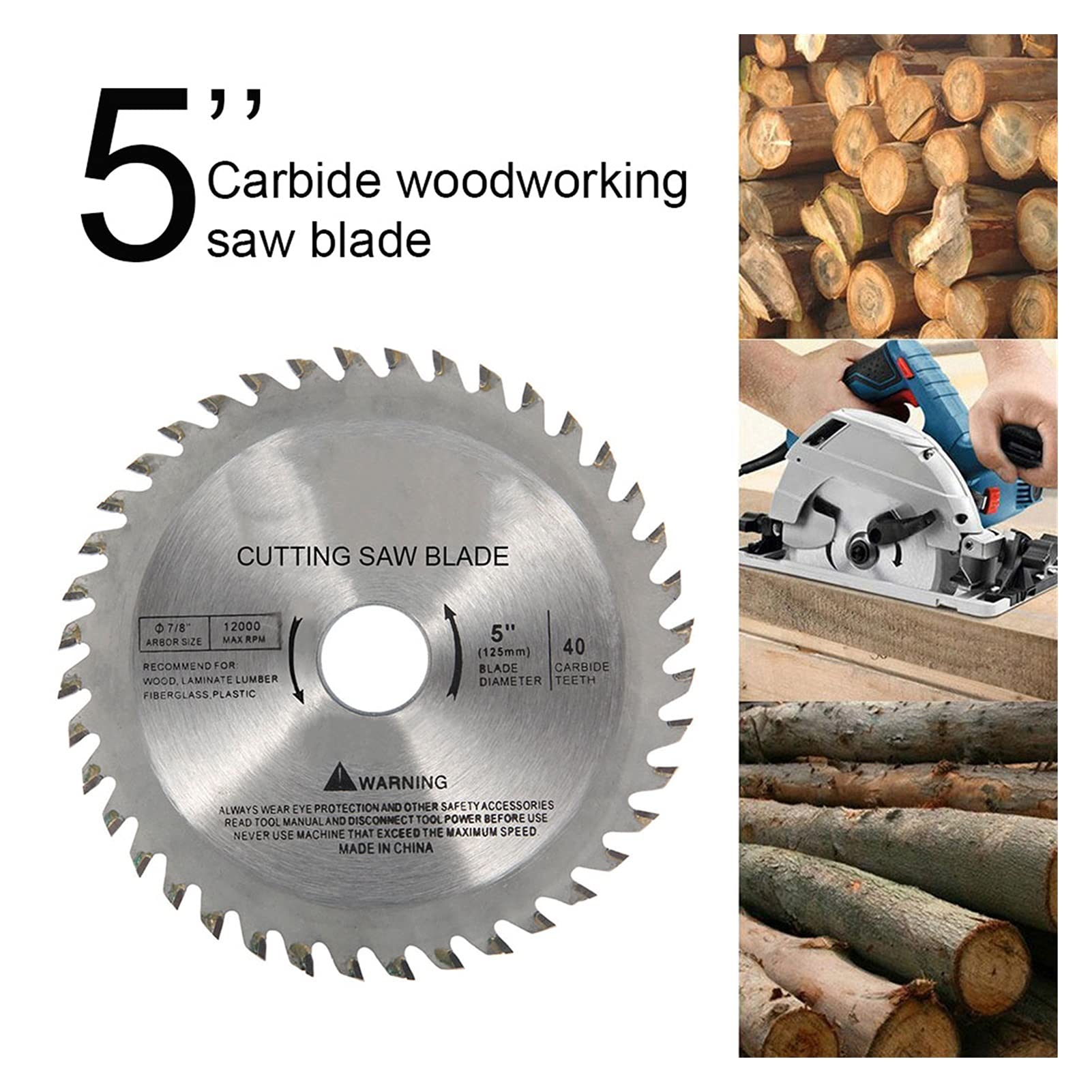 5 Inch 30/40 Teeth TCT Circular Saw Blade - Carbide Tipped Wood Cutting Disc for Angle Grinder | Perfect for DIY Woodworking, Plywood Cutting & Home Renovation Projects
