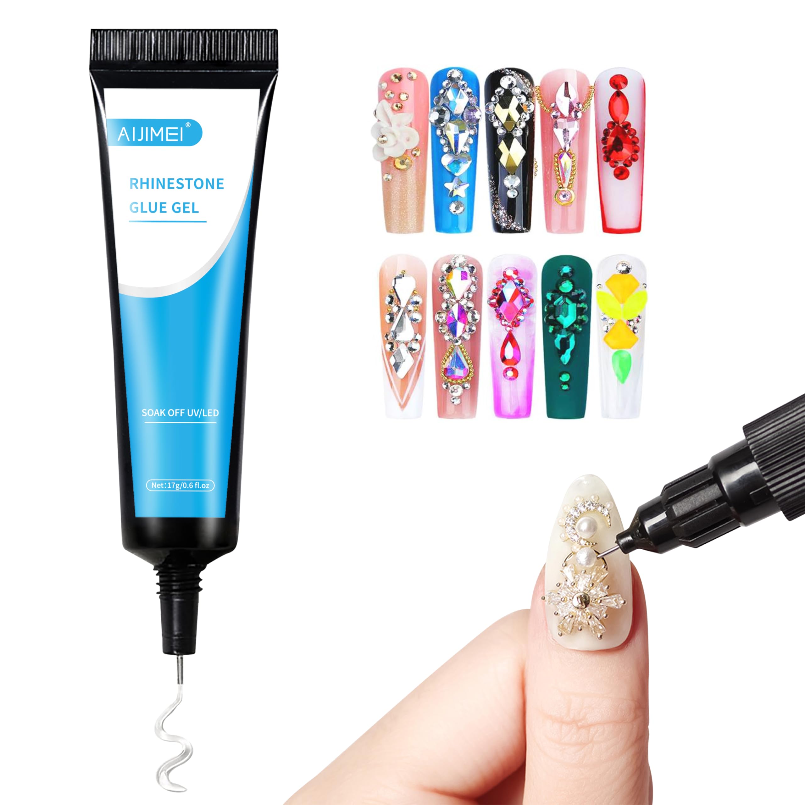 Professional UV Cured Nail Glue for Rhinestones & Nail Charms - Strong Adhesive Gel for Artificial Nails, DIY Nail Art, and Manicures - Perfect for Salon, Home Use, and Special Occasions