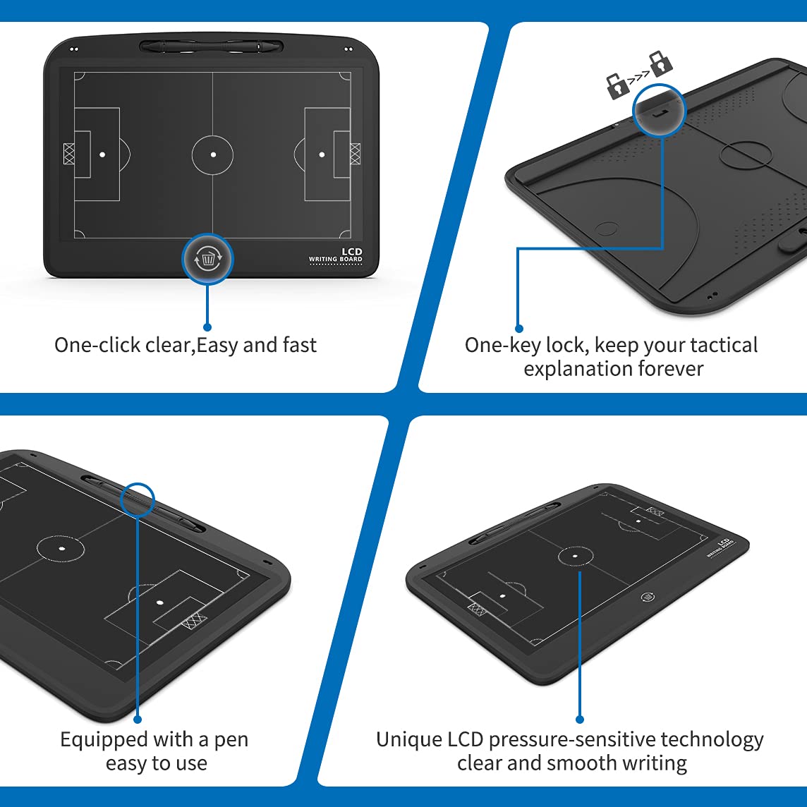 VNVDFLM Electronic LCD Basketball & Soccer Coaching Board - Digital Tactical Training Board for Coaches - Perfect Basketball & Football Coaching Equipment & Gift for Coaches - Ideal for Team Strategy Sessions, Game Planning & Player Development