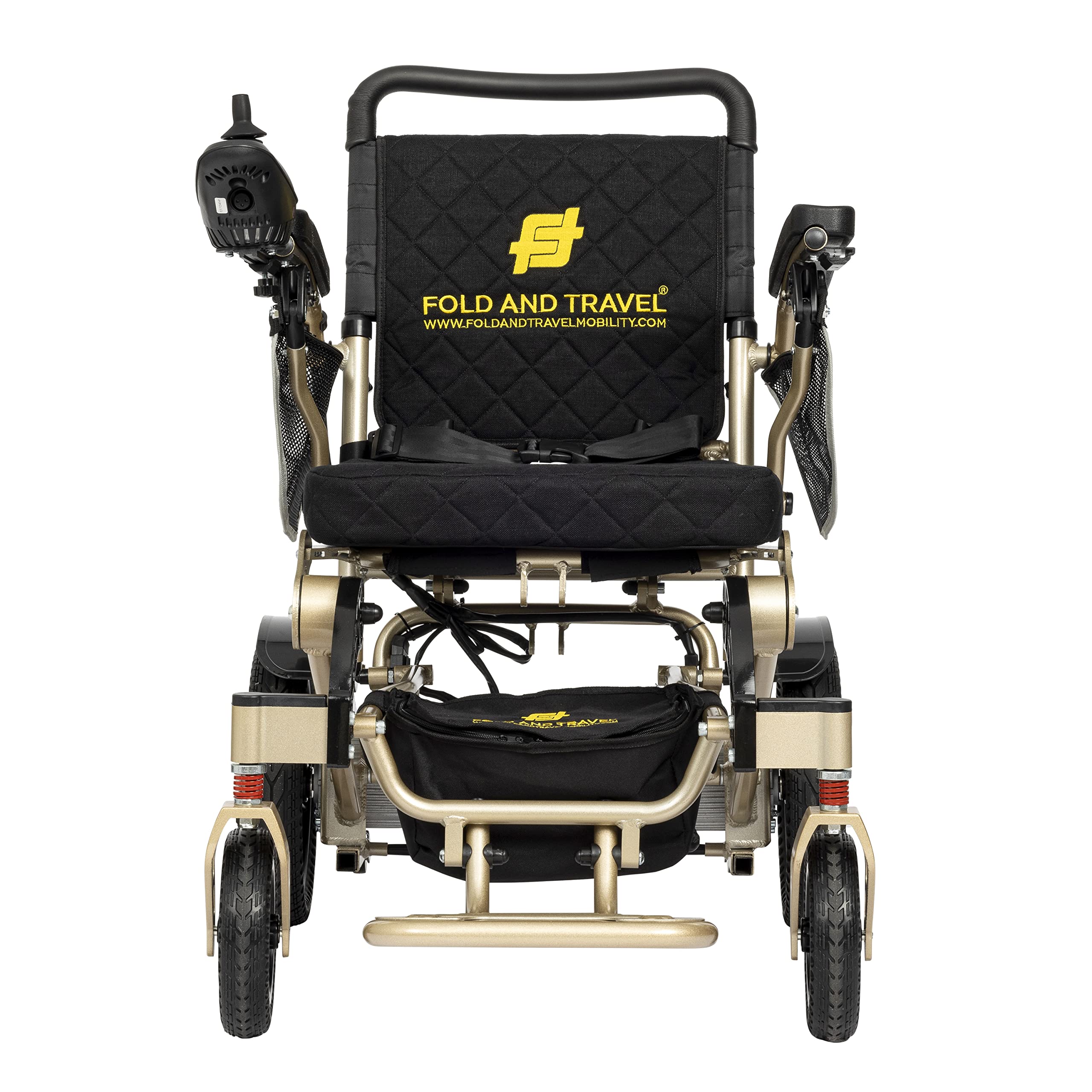 Lightweight Foldable Electric Wheelchair for Adults - Auto Folding Power Wheelchair with Comfortable Seat (Gold) | Perfect for Travel, Shopping & Indoor/Outdoor Mobility