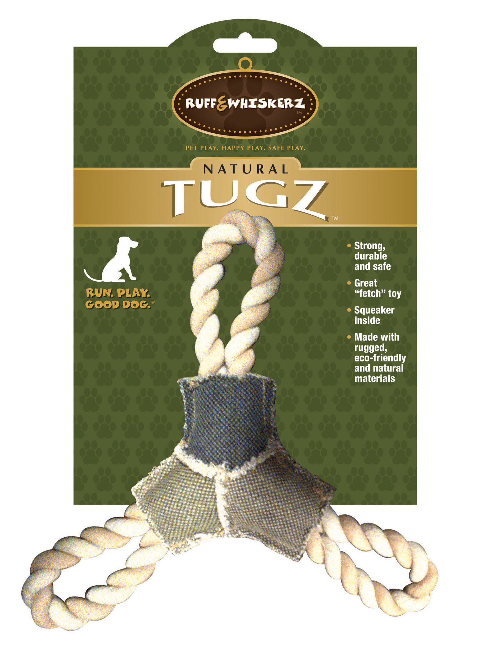 Ruff & Whiskerz Natural Tugz Dog Toy - Durable Chew Rope for Large Dogs, Interactive Play & Teeth Cleaning - Perfect for Fetch, Training & Bonding Time