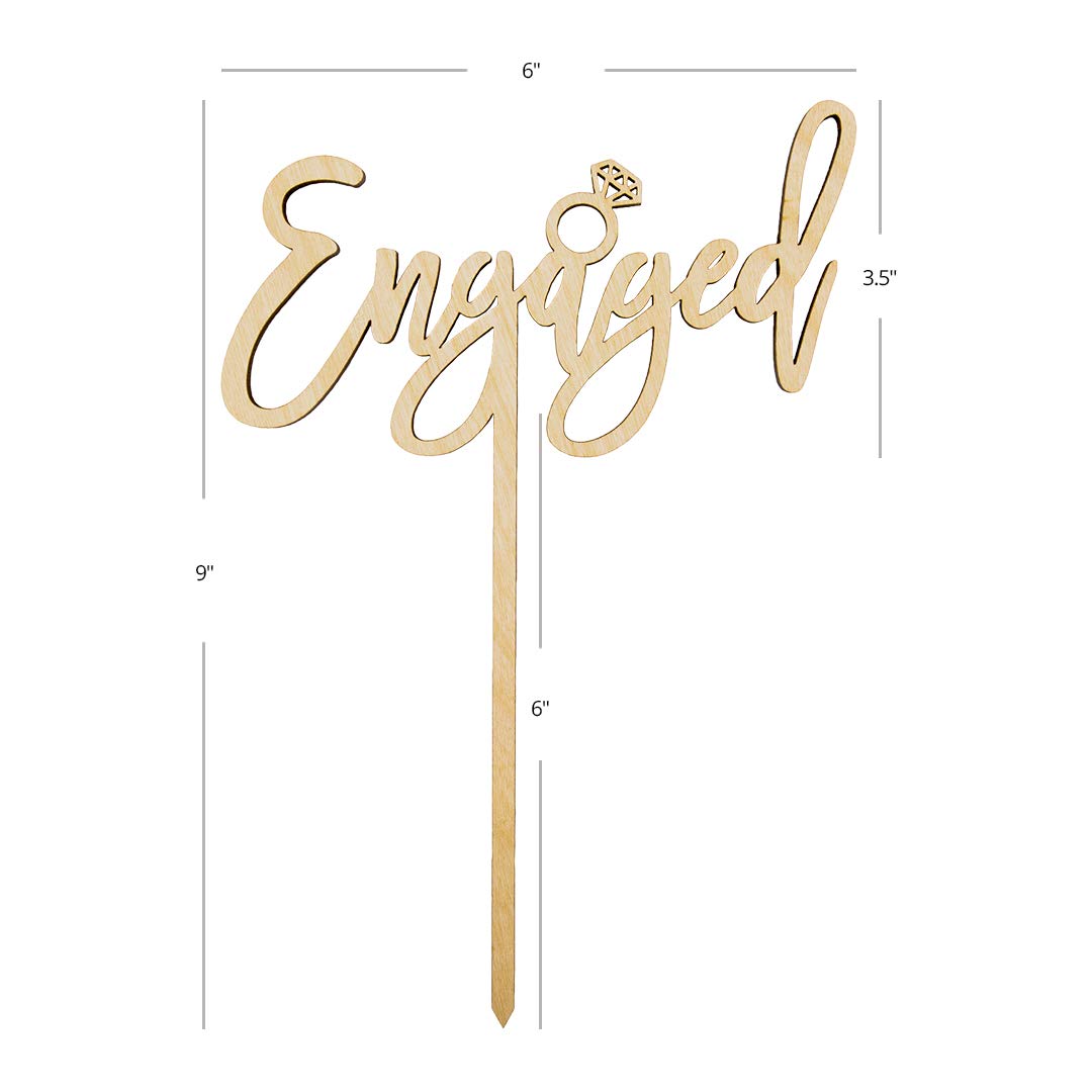 Elegant Laser-Cut Wood Cake Topper - Rustic Calligraphy 'Engaged' Wedding Decor for Bridal Showers, Bachelorette Parties & Engagement Celebrations - Perfect for Wedding Cakes, Dessert Tables & Romantic Events