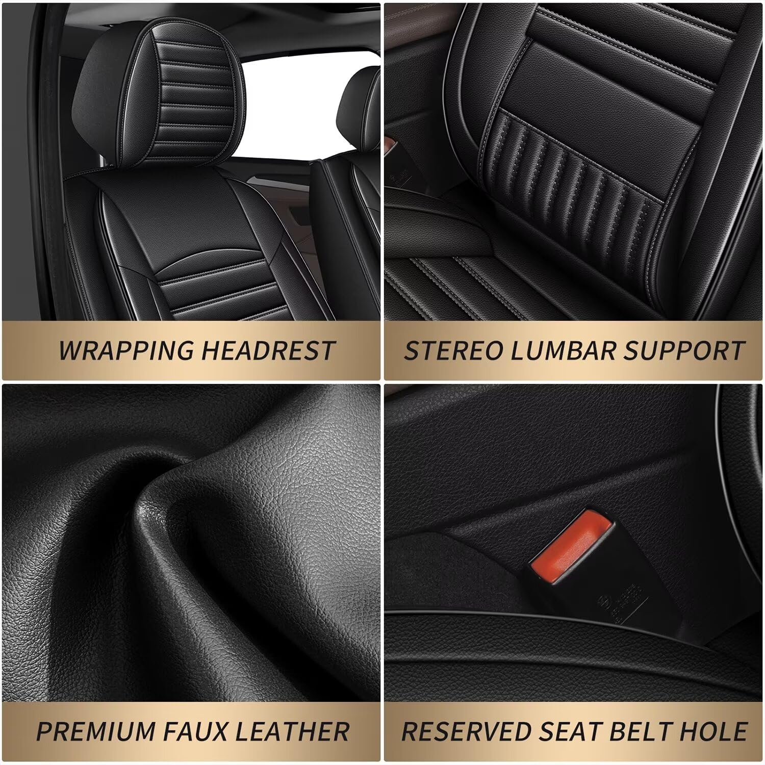 Premium TTX LIGHTING Custom Fit Car Seat Covers for Honda Civic 2003-2015 - Faux Leather with Airbag Compatibility (2 Front Seats, Black) | Perfect for Daily Commuting & Road Trips