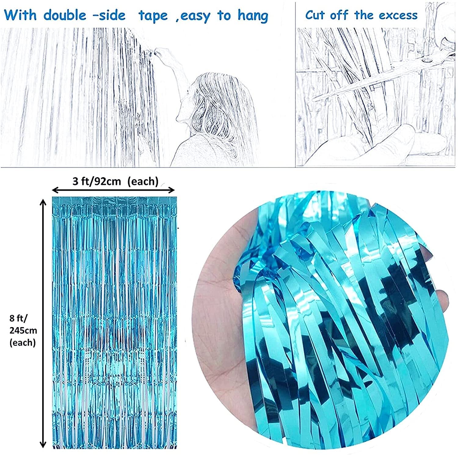 Dr. Seuss Cat in The Hat Birthday Party Decorations - Thing 1 & Thing 2 Theme - Blue & Red Fringe Foil Curtains (4 Pack) - Perfect for Baby Showers, Nurse Graduations & Themed Parties