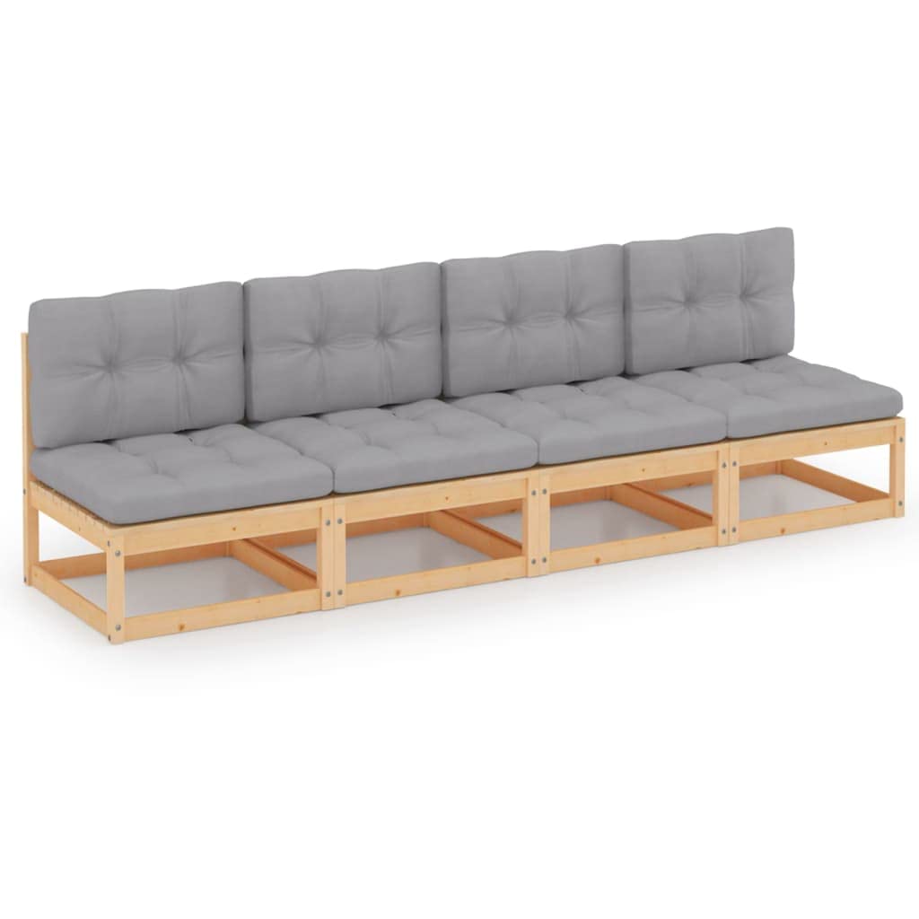 Outdoor Patio Furniture Set - 4-Piece Sectional Sofa with Cushions for Garden, Balcony, Backyard | Durable Solid Pinewood | Perfect for Relaxing, Entertaining & Outdoor Gatherings