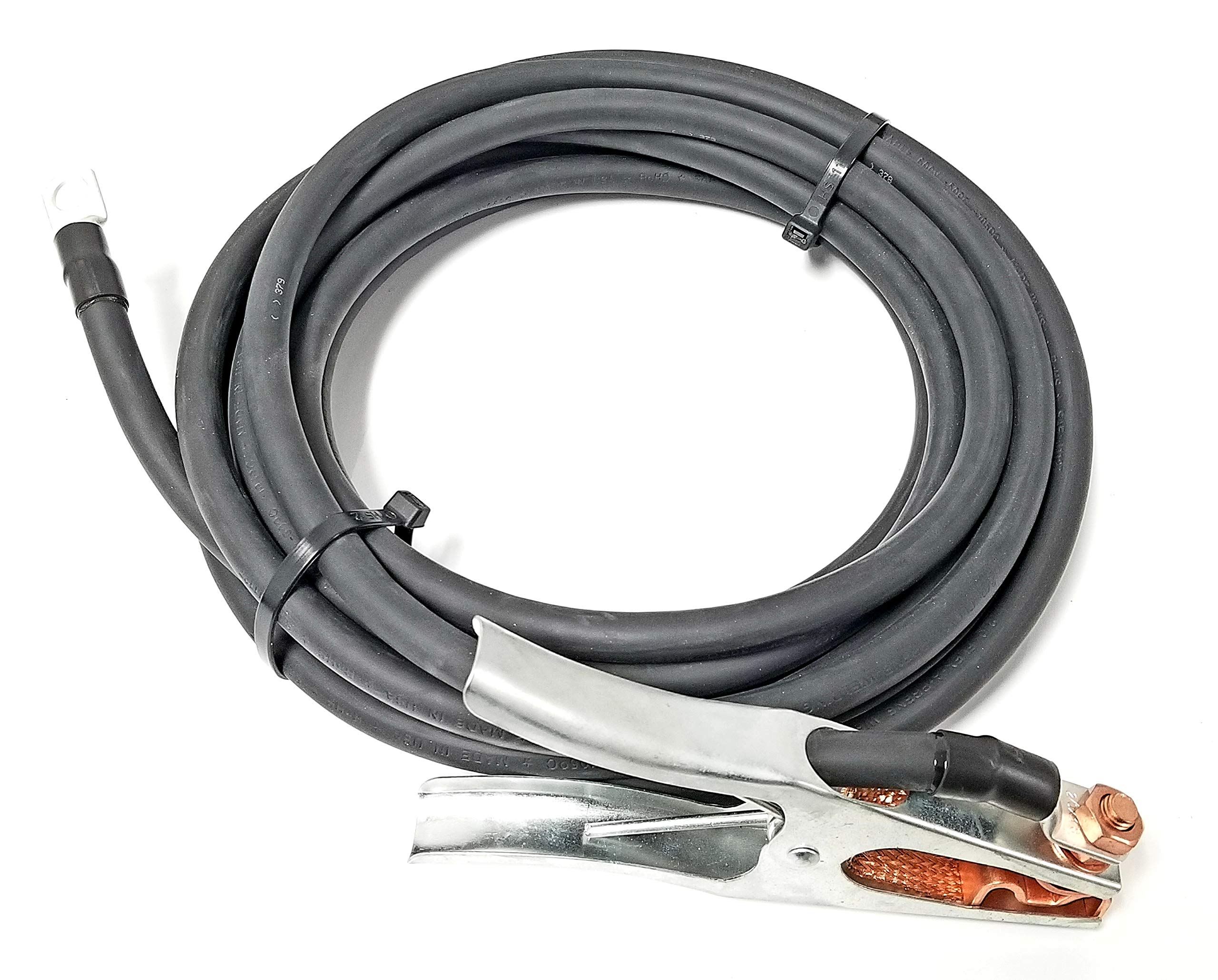 1/0 AWG 25ft Welding Cable with Ground Clamp & Lug - Heavy Duty Copper Wire for Arc Welders, Automotive Repairs & DIY Projects - Perfect for Workshops, Construction Sites & Home Garages