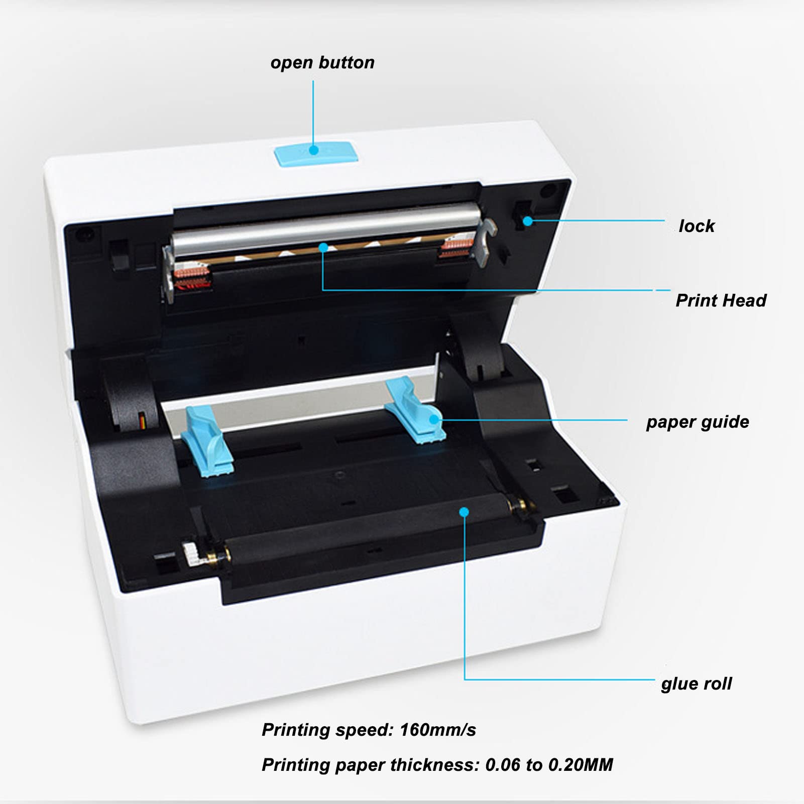 EXCLUZO Desktop Label Printer - 203dpi Thermal Label Maker with High Resolution & Fast Printing | Easy Installation 110-240V | Perfect for Warehouse Labeling, Retail Stores & Small Business Shipping