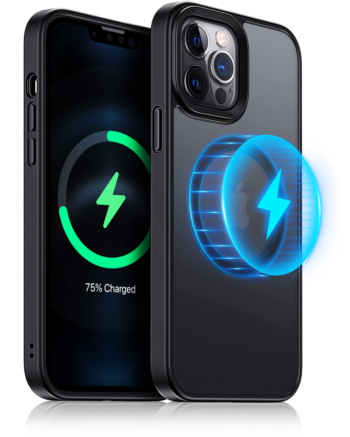 Meifigno Magnetic Case for iPhone 13 Pro Max (6.7 inch) - Military Grade Protection, MagSafe Compatible, Translucent Matte Back with Soft Edges - Perfect for Work, Travel & Everyday Use - Black