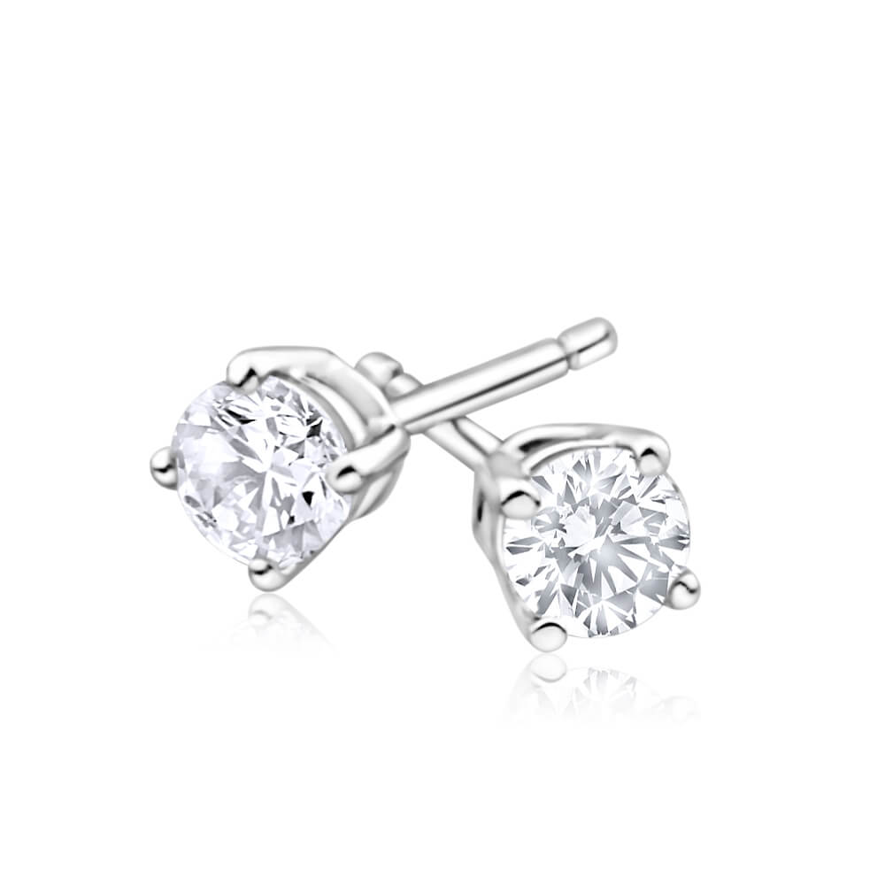 9ct White Gold 1/4 Carat Diamond Stud Earrings for Women - Dainty Everyday Jewelry Gift for Anniversary, Birthday & Special Occasions