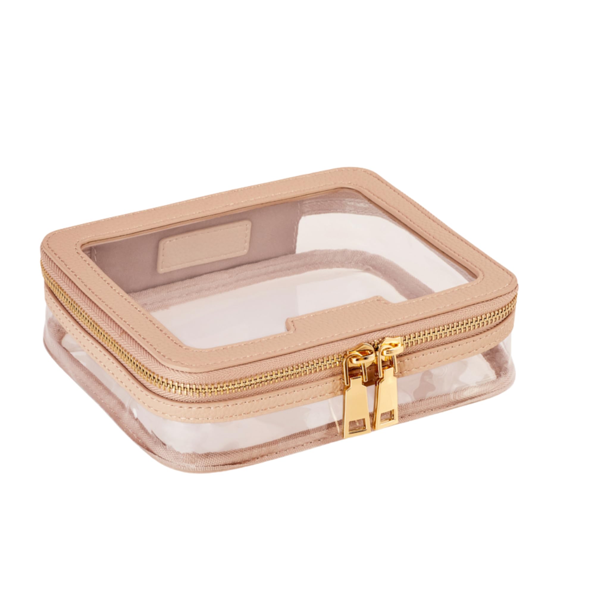 Waterproof Clear PVC Travel Toiletry Bag with Zipper - Vegan Leather Cosmetic & Makeup Organizer for Men & Women (Mocha) | Perfect for Bathroom, Gym, Camping & Air Travel Essentials