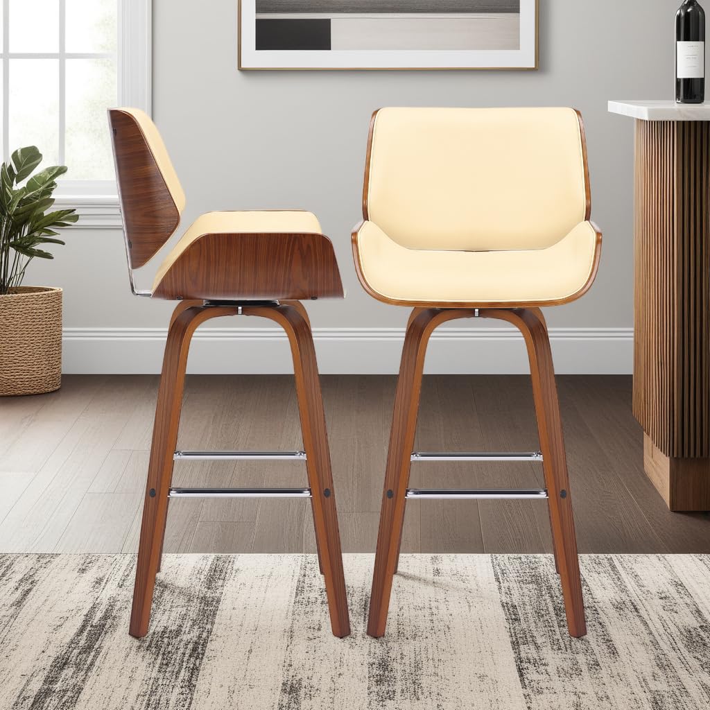Armen Living Tyler Mid Century Modern Swivel Bar Stool - 30