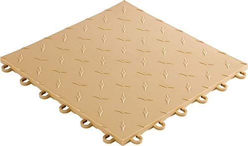 TracStep Modular Interlocking Garage Floor Tiles - Beige (50-Piece Set) - Durable & Easy Installation for Home Gym, Workshop, and Garage Organization